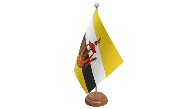 Brunei Small Flag with Wooden Stand